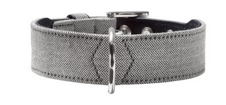 Halsband Fishbone grijs/zwart XS